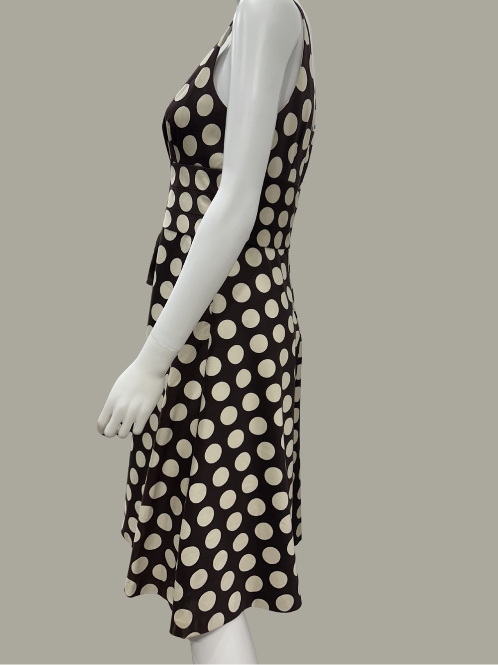 Timeless Charm Vintage Inspired Donna Ricco Polka Dot Corset-Waist Midi Dress - Picture 5 of 10